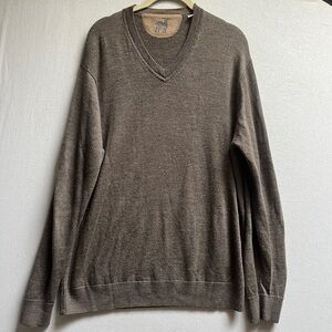Raffi 100% Extra Fine Merino Wool Men's Brown V-Neck Sweater Sz L